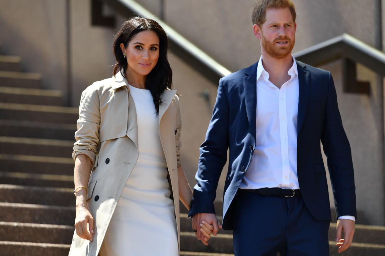Meghan and Harry on the first day of their royal tour in Sydney [Photo: Getty]