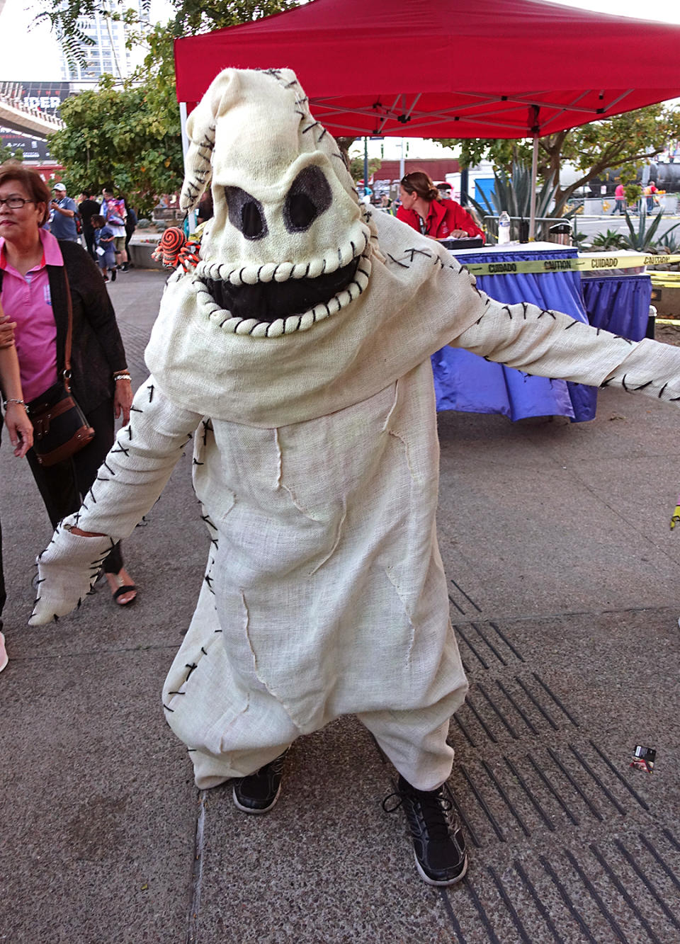 <p>Cosplayer dressed as Oogie Boogie at Comic-Con International on July 21, 2018, in San Diego. (Photo: Angela Kim/Yahoo Entertainment) </p>