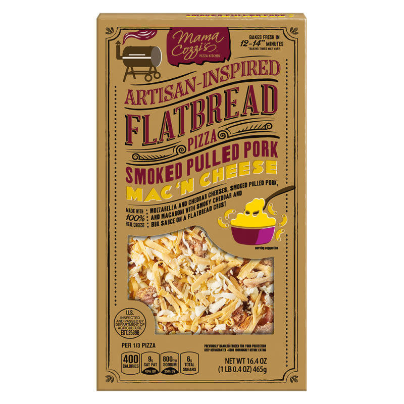 Mama Cozzi's Pizza Kitchen Pulled Pork Mac and Cheese Flatbread<p>Aldi</p>