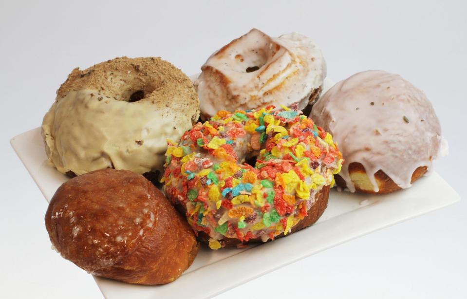 A selection of PVDonuts from 2017. The changing monthly menu, with seasonal selections and a mix of old and new flavors, has always been part of the shop's wide appeal.