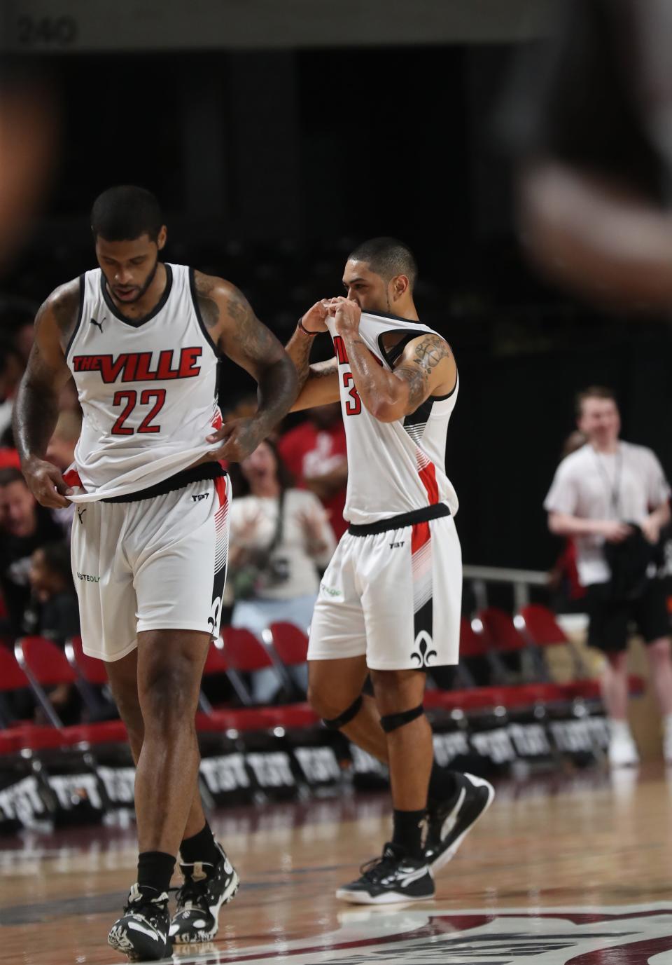The Ville's Peyton Siva and Chane Behanan walked off the court after losing to the Gutter Cats in The Basketball Tournament in Freedom Hall.
July 29, 2023