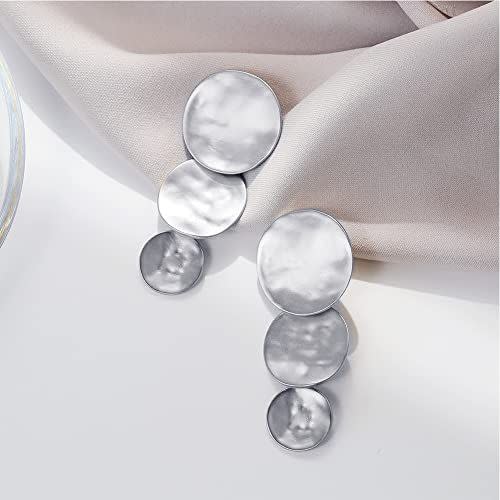 Matte Silver Discs Clip-On Earrings