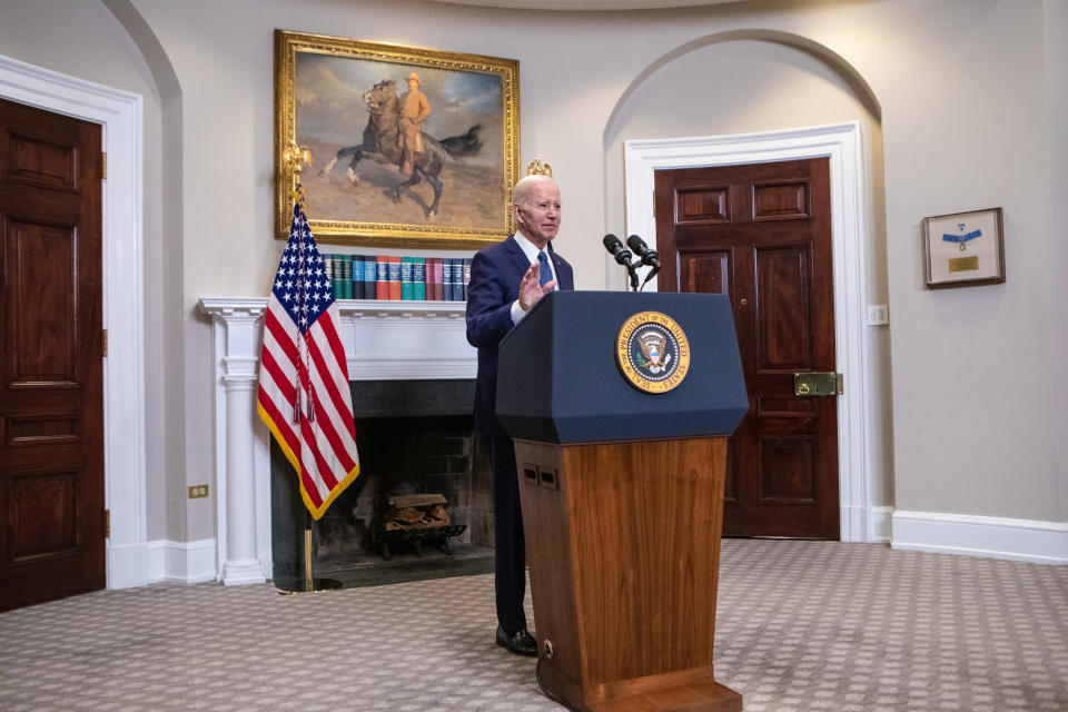 FTSE US President Joe Biden delivers remarks on a deal struck with House Speaker Kevin McCarthy to raise the national debt limit in the Roosevelt Room of the White House on May 28 in Washington DC. Photo: Getty.