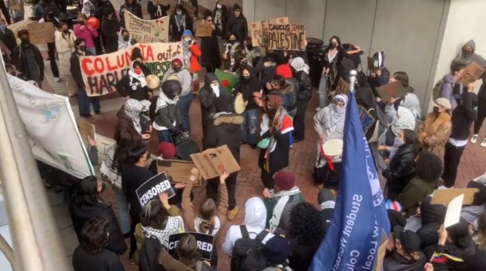 A anti-Israel rally held on Columbia’s campus last week. Columbia University Antisemitism