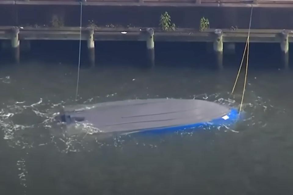 Twelve people were rescued and two were in critical condition after a boat capsized in the Hudson River off New York City