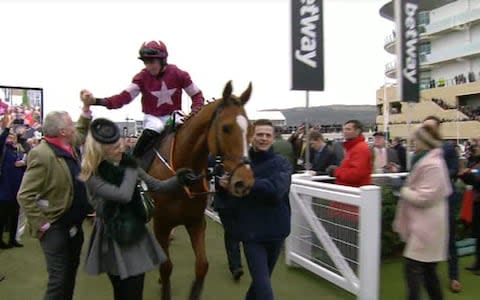 Michael O'Leary greets Jack Kennedy and Samcro - Credit: ITV SPORT