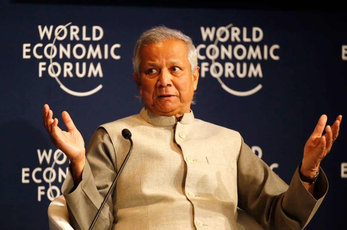 File: Nobel Peace Laureate Muhammad Yunus, Chairman of the Yunus Centre, speaks during a debate at the World Economic Forum in Davos  (AP)