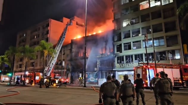 <strong>巴西南部阿雷格里港一間街友收容所突然發生大火，至少10人罹難。（圖／翻攝自X）</strong>
