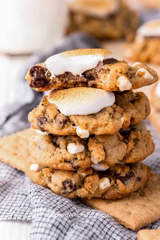 <p>Spend With Pennies</p><p>Bring the campfire fun inside where it is warm and cozy.</p><p><strong>Get the recipe: <a href="https://www.spendwithpennies.com/smores-cookies/" rel="nofollow noopener" target="_blank" data-ylk="slk:S'mores Cookies;elm:context_link;itc:0;sec:content-canvas" class="link ">S'mores Cookies</a></strong></p><p><strong>Related: <a href="https://www.yahoo.com/lifestyle/21-campfire-worthy-smores-desserts-165838888.html" data-ylk="slk:21 Best S'mores Dessert Recipes & Ideas;elm:context_link;itc:0;sec:content-canvas;outcm:mb_qualified_link;_E:mb_qualified_link;ct:story;" class="link  yahoo-link">21 Best S'mores Dessert Recipes & Ideas</a></strong></p>