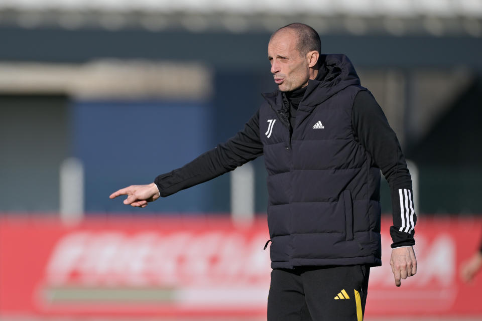 TURIN, ITALY - FEBRUARY 14: Massimiliano Allegri of Juventus during a training session at JTC on February 14, 2024 in Turin, Italy. (Photo by Daniele Badolato - Juventus FC/Juventus FC via Getty Images)