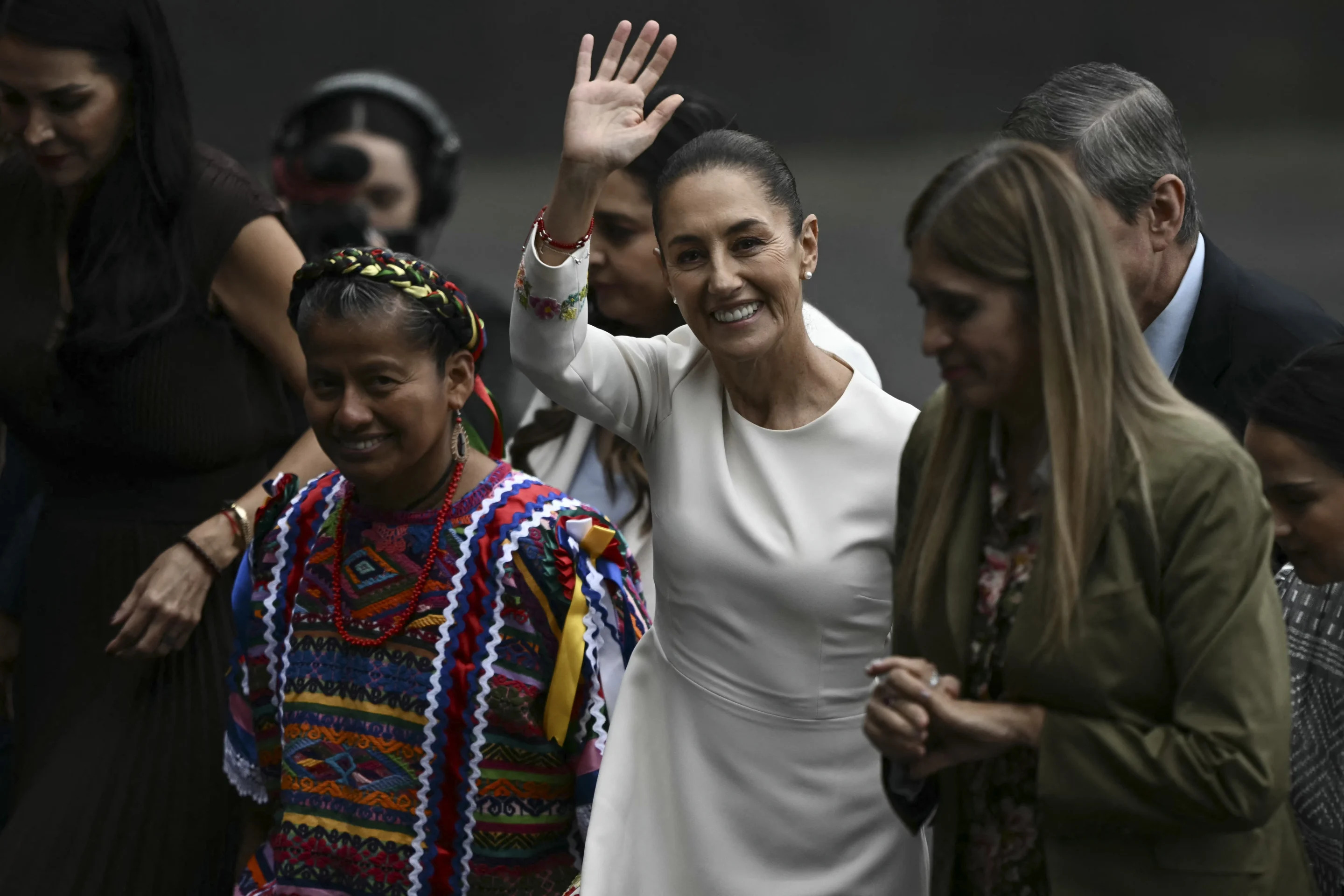 Mexico's President-elect Claudia Sheinbaum waves upon arrival for her inauguration ceremony at the Congress of the Union in Mexico City on October 1, 2024. (Photo by CARL DE SOUZA / AFP) (Photo by CARL DE SOUZA/AFP via Getty Images)