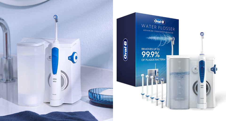 Save on the Oral-B Water Flosser and more oral health products. Images via Amazon.