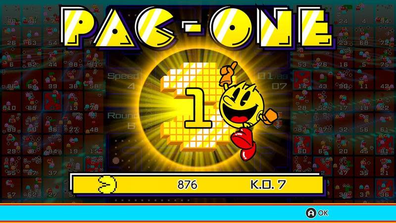 小精靈也變成吃雞遊戲，《PAC-MAN 99》提供99人大混戰模式，生存到最後的玩家可以成為「PAC-ONE」。（翻攝自任天堂官網）