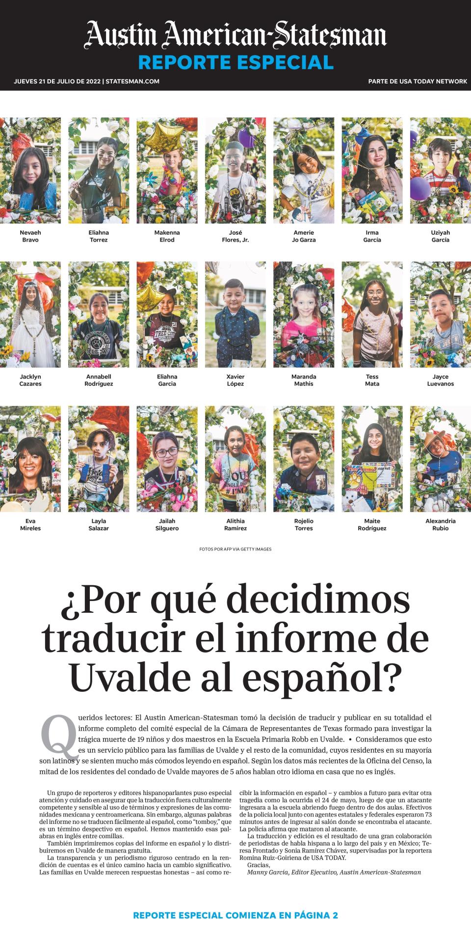 The Austin American-Statesman produced the Uvalde shooting report in Spanish.