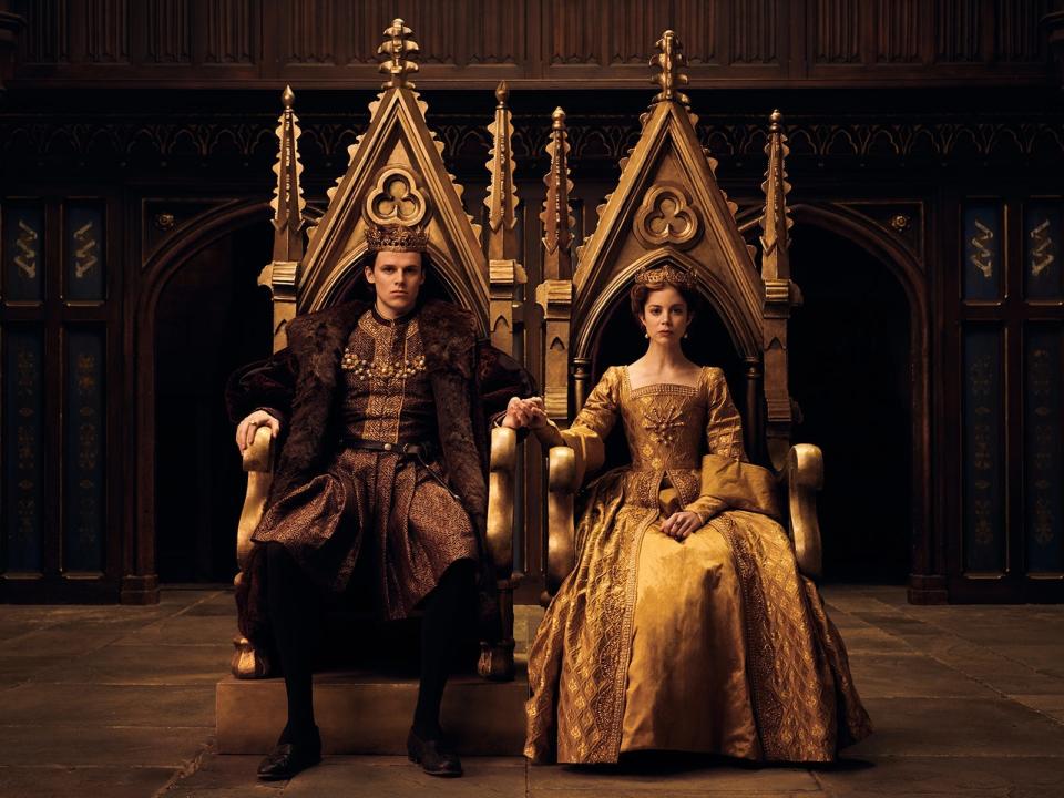 Charlotte Hope and Ruairi O'Connor as Henry VIII and Catherine of Aragon in The Spanish Princess