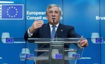 European Parliament President Antonio Tajani speaks during a press conference at the EU summit meeting in Brussels, Belgium, October 19, 2017. REUTERS/Yves Herman