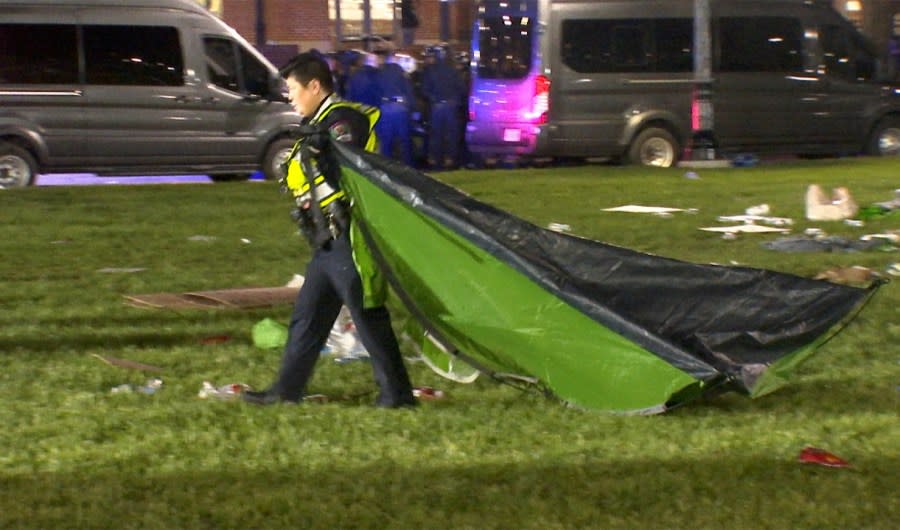 Dozens were arrested after protests broke out on Ohio State’s campus, April 25, 2024. (NBC4/Ronald Clark)