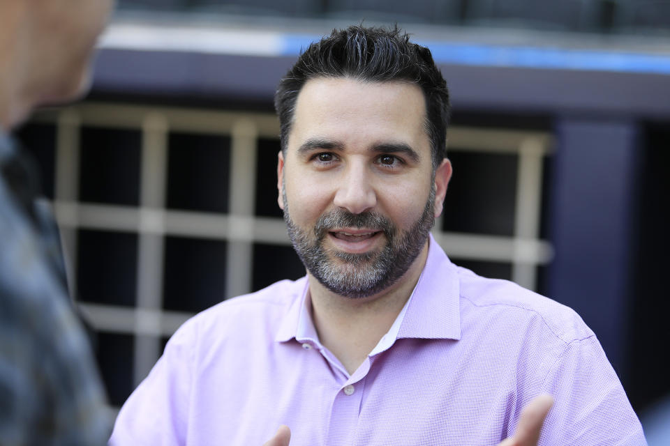 ATLANTA, GA - JULY 04:  Executive Vice President, General Manager of The Braves, Alex Anthopoulos, prior to the regular season MLB game between the Braves and Phillies on July 4, 2019 at SunTrust Park in Atlanta, GA.   (Photo by David John  Griffin/Icon Sportswire via Getty Images)