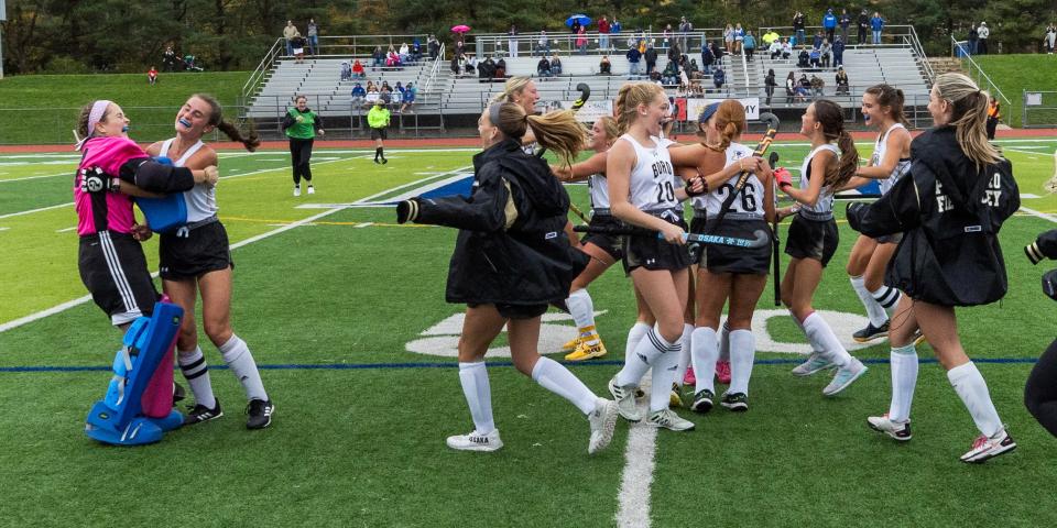 Point Pleasant Boro celebrates after winning the Shore Conference field hockey championship Sunday