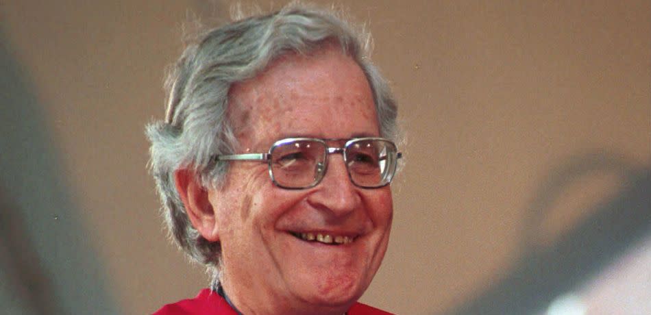 Massachusetts Institute of Technology linguist Noam Chomsky accepts his honorary degree.