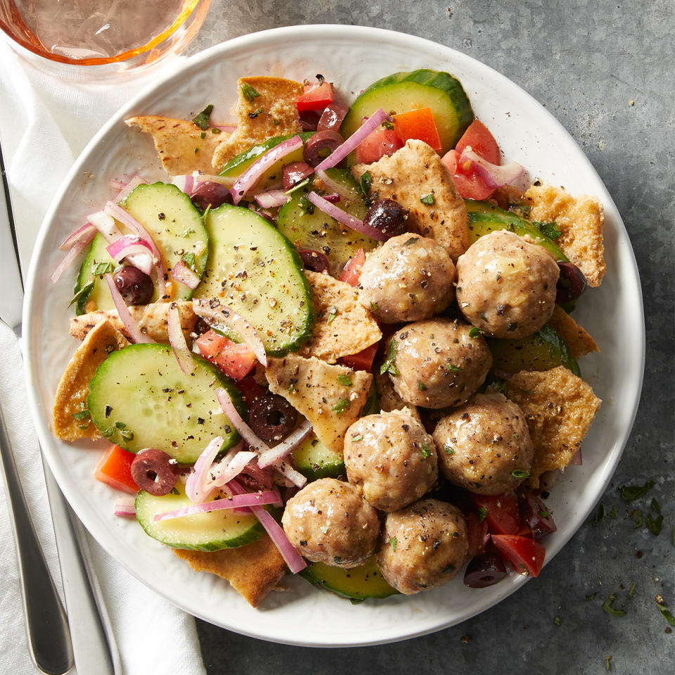 Pita Panzanella Salad with Meatballs