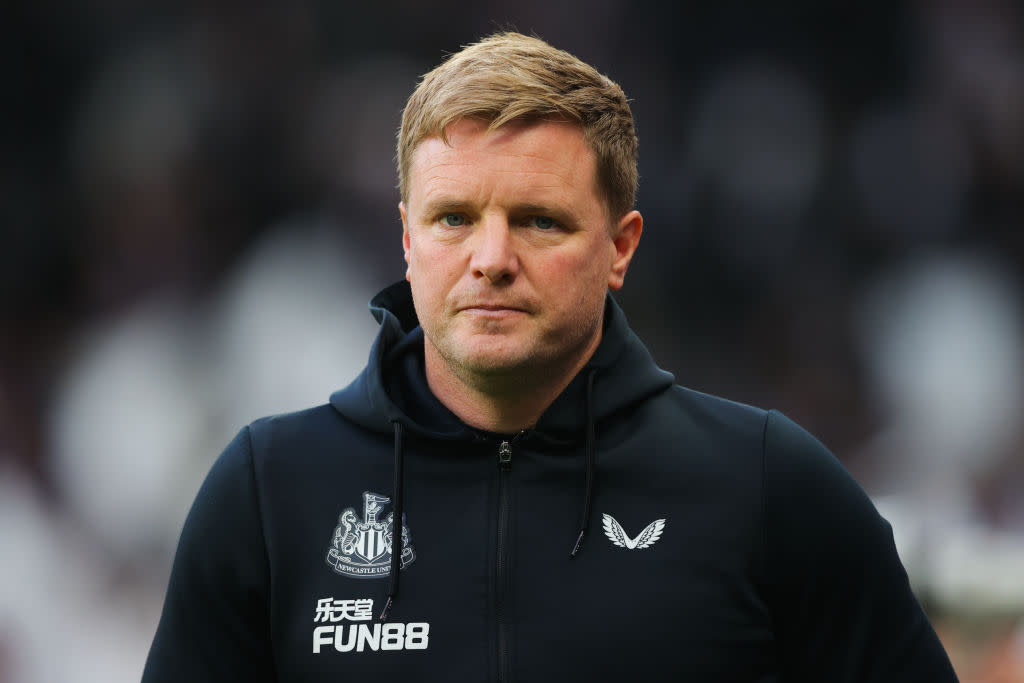  Eddie Howe, manager of Newcastle United, during the Premier League match between Newcastle United and Leicester City at St. James Park on May 22, 2023 in Newcastle upon Tyne, England. 