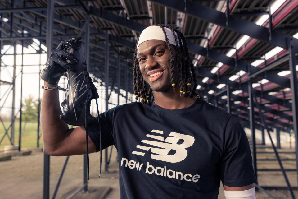 Marvin Harrison signed with New Balance ahead of the 2024 NFL draft. The wide receiver, and son of Hall of Fame wideout Marvin Harrison, is expected to be a top-five selection.