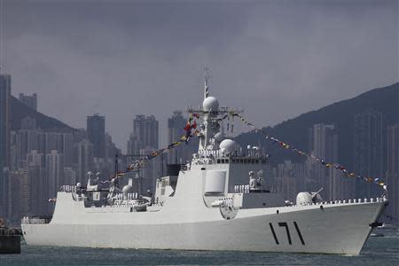 Chinese navy's guided missile destroyer Haikou (171) is seen at the Ngong Shuen Chau Naval Base in Hong Kong in this April 30, 2012 file photo. REUTERS/Tyrone Siu/Files