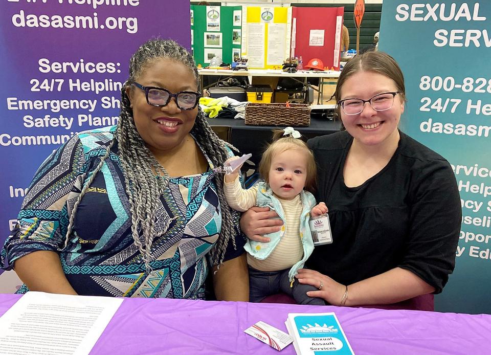 Deborah Hackworth and McKenna Huffstetter of DASAS were looking to fill five or six positions Wednesday. They were joined by Huffstetter’s daughter, Corbin.