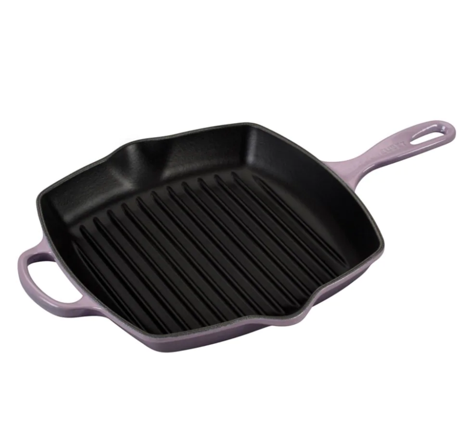 Le Creuset Enamelled Cast Iron Square Skillet Grill. Image via Hudson's Bay.