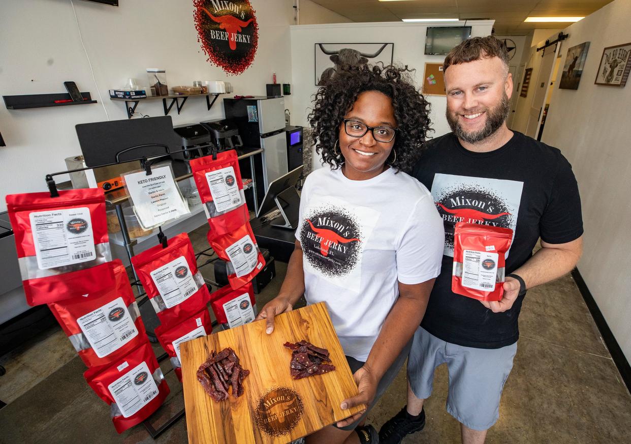 Talisa Mixon and her husband, Justin, have opened a brick-and-mortar Mixon's Beef Jerky shop at 1745 E. Memorial Blvd. in Lakeland. The couple started out with a food truck. The shop gives them space to make more varieties -- 16 in all -- plus hot to-go items.