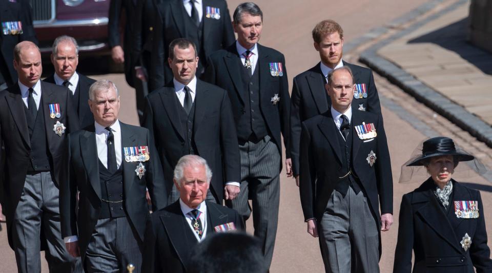 The royal family at Prince Philip's funeral.