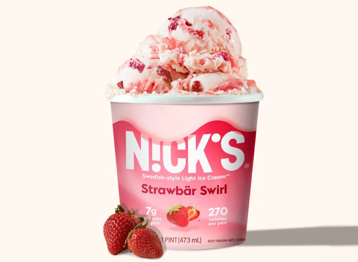 Nick's Strawbar Swirl Swedish-style Light Ice Cream