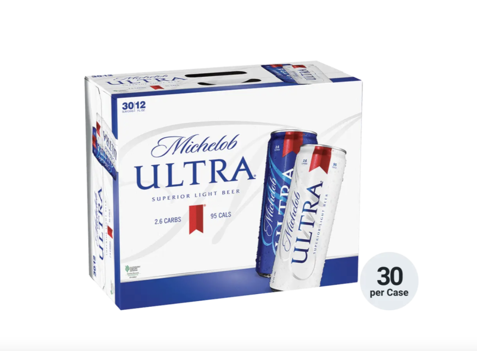 <p><a href="https://go.redirectingat.com?id=74968X1596630&url=https%3A%2F%2Fwww.totalwine.com%2Fbeer%2Flager%2Flight-lager%2Fmichelob-ultra%2Fp%2F94151124&sref=https%3A%2F%2Fwww.delish.com%2Ffood-news%2Fg44601084%2Fcheapest-beer%2F" rel="nofollow noopener" target="_blank" data-ylk="slk:Shop Now;elm:context_link;itc:0;sec:content-canvas" class="link ">Shop Now</a></p><p>Michelob Ultra, 30-Pack</p><p>Total Wine & More</p>