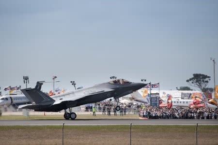 A Lockheed Martin Corp F-35 stealth fighter jet lands at the Avalon Airshow in Victoria, Australia, March 3, 2017. Australian Defence Force/Handout via REUTERS
