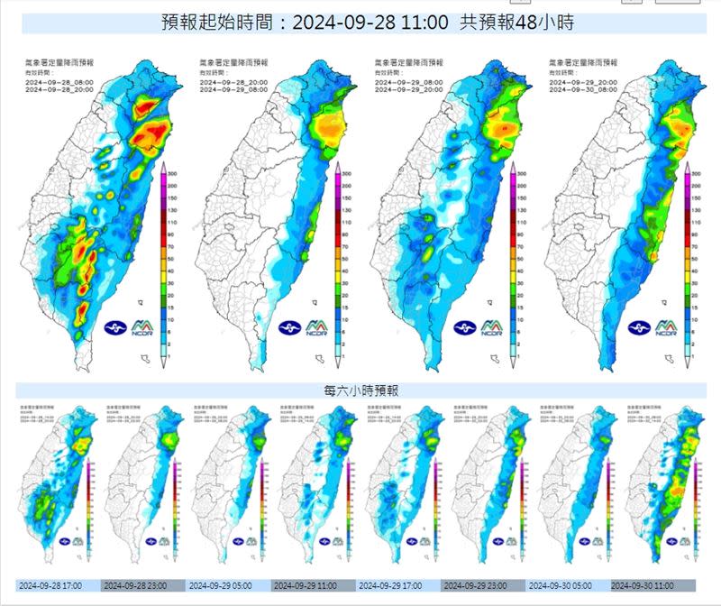 山陀兒颱風將從下週一（30日）至下周三陸續為台灣各地帶來強風豪雨。（圖／國家災害防救科技中心）