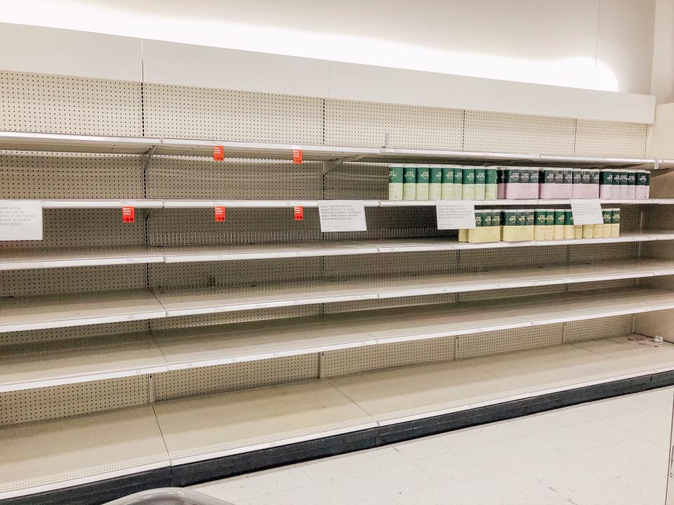 Coronavirus panic buying creates empty shelves in stores. (Courtesy Bree Vasquez)