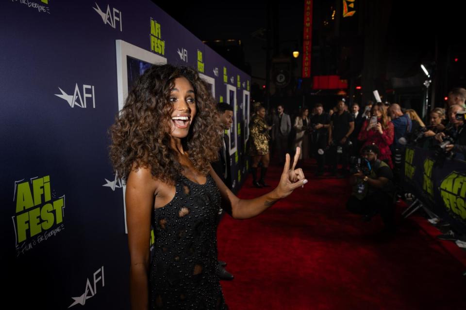 Gelila Bekele, co-director of, "Maxine's Baby: The Tyler Perry Story," on the red carpet at the TCL Chinese Theatre.