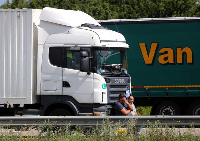 Lorries queued