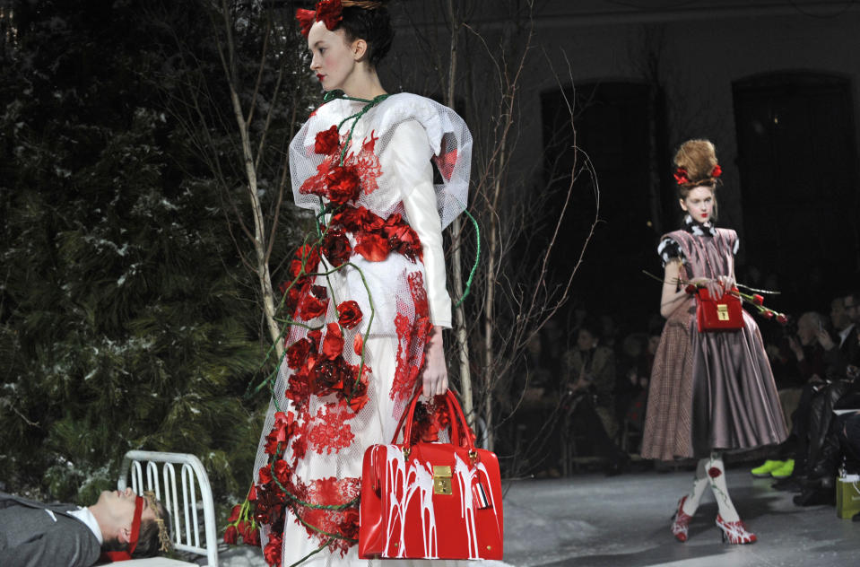 The Thom Browne Fall 2013 collection is modeled during Fashion Week, Monday, Feb. 11, 2013, in New York. (AP Photo/Louis Lanzano)