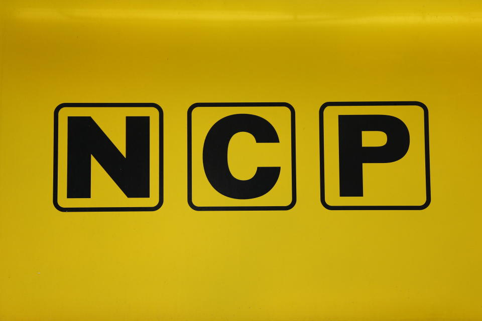 An NCP car park sign in London.