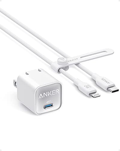 Anker USB C GaN Charger 30W, 511 Charger (Nano 3) with 6ft Bio-Based USB-C to Lightning Cable (…