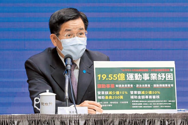 新冠肺炎疫情影響產業甚鉅，教育部長潘文忠28日表示，政府將針對健身房、運動中心、運動傳播等業者紓困19.55億元。（黃世麒攝）