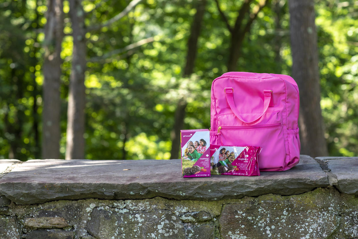 Raspberry Rally Girl Scout cookies in 9-ounce packages. (Girl Scouts of the USA)