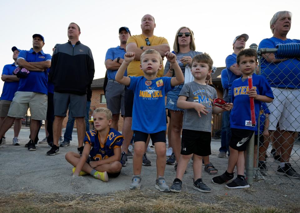 Marion Local fans watch the Flyers play Versailles on Sept. 22.