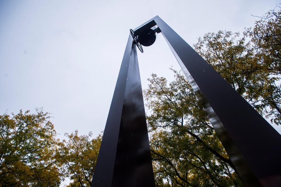 The bell tower for the Cathedral of the Immaculate Conception, as seen in October 2018.