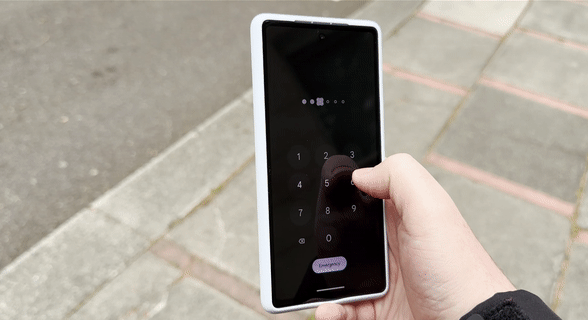 Entering a PIN on a Google Pixel 7a with Enhanced PIN privacy enabled in Android 14