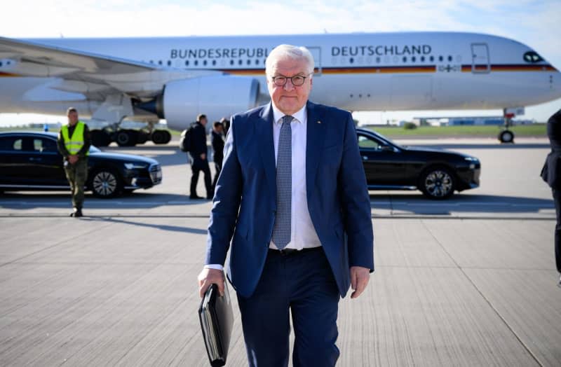 German President Frank-Walter Steinmeier boards an aircraft (Airbus A350) of the Bundeswehr Air Wing at the military section of Berlin Brandenburg Airport to fly to Turkey for a three-day official visit. The occasion of the trip is the 100th anniversary of the establishment of diplomatic relations between Germany and Turkey. Bernd von Jutrczenka/dpa