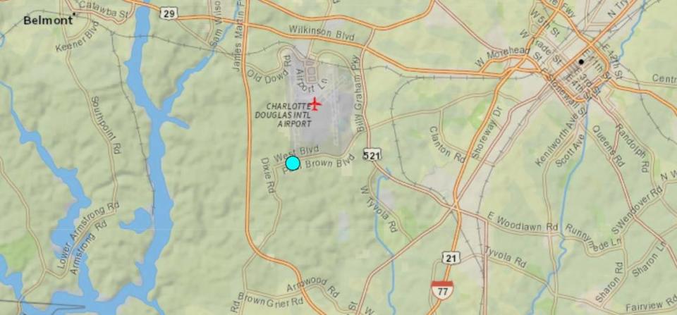 Earthquake site that registered 2.2 on the Richter scale Monday May 6. USGS
