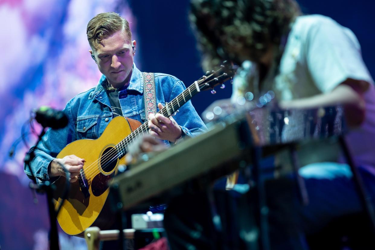 Tyler Childers performs during his Mule Pull ’24 Tour concert at Bridgestone Arena in Nashville, Tenn., Thursday, April 18, 2024.